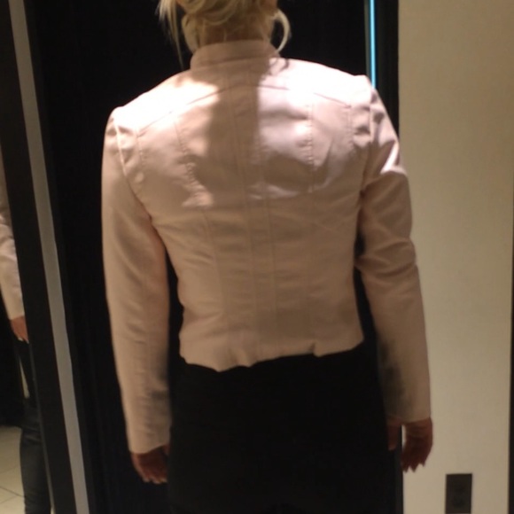 Baby Pink Cropped Leather Jacket - Picture 3 of 6